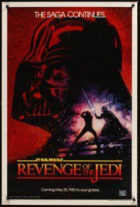 7c521 RETURN OF THE JEDI dated teaser 1sh '83 George Lucas, Revenge of the Jedi, Drew Struzan art!