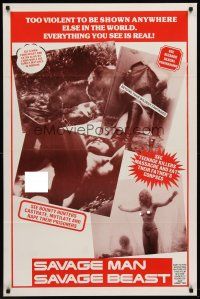 7c549 SAVAGE MAN SAVAGE BEAST 1sh '75 too violent to be shown anywhere in the world!