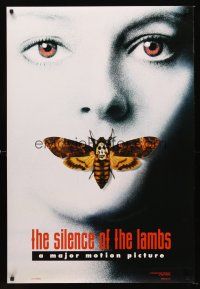 7c571 SILENCE OF THE LAMBS teaser style A DS 1sh '90 image of Jodie Foster with moth over mouth!