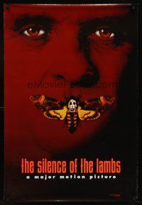 7c572 SILENCE OF THE LAMBS style B teaser DS 1sh '90 creepy image of Anthony Hopkins w/moth!