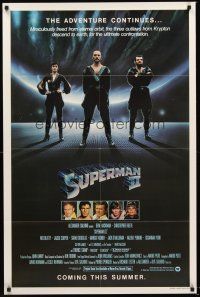 7c616 SUPERMAN II teaser 1sh '81 Christopher Reeve, Terence Stamp, cool image of villains!