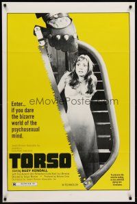 7c651 TORSO 1sh '73 directed by Sergio Martino, sexy Suzy Kendall, bizarre psychosexual minds!