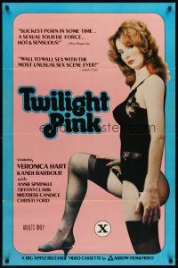 7c665 TWILIGHT PINK video/theatrical 1sh '81 sexy Veronica Hart in black lingerie & nylons!