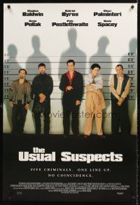7c675 USUAL SUSPECTS English 1sh '95 Kevin Spacey with watch, Baldwin, Byrne, Palminteri, Singer!