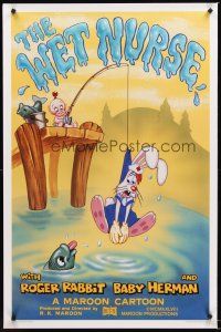 7c691 WET NURSE Kilian 1sh '88 Baby Herman goes fishing w/Roger Rabbit as the bait!