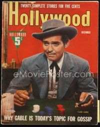 7d117 HOLLYWOOD magazine December 1941 portrait of Clark Gable gambling at poker!