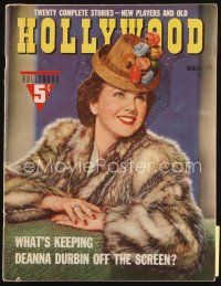 7d120 HOLLYWOOD magazine March 1942 what's keeping Deanna Durbin off the screen!