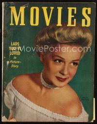 7d128 MODERN MOVIES magazine August 1946 c/u of Betty Hutton in Perils of Pauline by Bud Fraker!