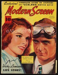 7d074 MODERN SCREEN magazine Nov 1938 art of Katharine Hepburn & Howard Hughes by Earl Christy!