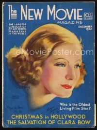 7d086 NEW MOVIE MAGAZINE magazine December 1930 art of beautiful Greta Garbo by Jules Erbit!