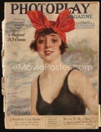 7d082 PHOTOPLAY magazine August 1921 art of Mabel Normand in bathing suit by Haskell Coffin!