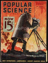 7d149 POPULAR SCIENCE magazine April 1933 Making Movies in a Volcano, art by Edgar F. Wittmack!