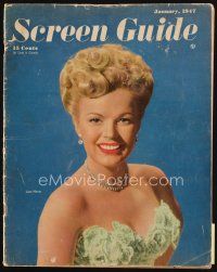 7d139 SCREEN GUIDE magazine January 1947 portrait of sexy June Haver in low-cut dress!