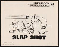 7d479 SLAP SHOT pressbook '77 Paul Newman hockey sports classic, great art by R.G.!