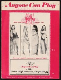 7d229 ANYONE CAN PLAY sheet music '68 Ursula Andress, Virna Lisi, Claudine Auger, Mell, title song!