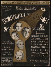 7d235 BROADWAY THRU A KEYHOLE sheet music '33 Walter Winchell, You're My Past Present and Future!