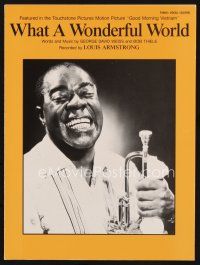 7d248 GOOD MORNING VIETNAM sheet music '87 great image of Louis Armstrong, What A Wonderful World!