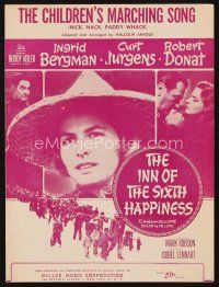 7d254 INN OF THE SIXTH HAPPINESS sheet music '59 Ingrid Bergman, The Children's Marching Song!