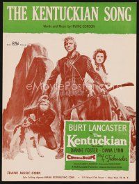 7d257 KENTUCKIAN sheet music '55 star & director Burt Lancaster, The Kentuckian Song!