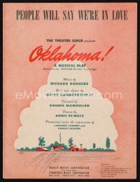 7d265 OKLAHOMA stage play sheet music '53 Rodgers & Hammerstein, People Will Say We're in Love!