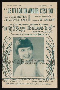 7d270 PRIX DE BEAUTE French sheet music '30 c/u of Louise Brooks, Je n'ai qu'un amour, c'est toi!