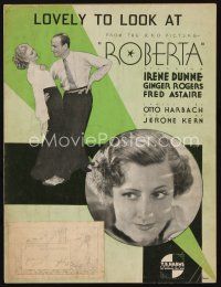 7d272 ROBERTA sheet music '35 Irene Dunne, Fred Astaire & Ginger Rogers, Lovely to Look At!