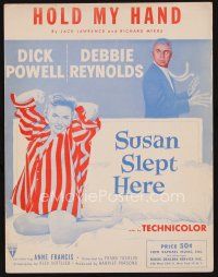7d280 SUSAN SLEPT HERE sheet music '54 sexy Debbie Reynolds, Dick Powell, Hold My Hand!