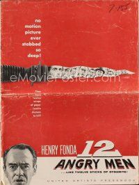 7d378 12 ANGRY MEN pressbook '57 Henry Fonda, Sidney Lumet courtroom classic, Hirschfeld art!