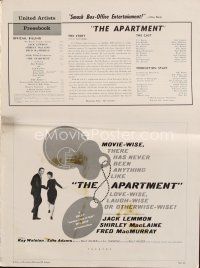 7d386 APARTMENT pressbook '60 Billy Wilder, Jack Lemmon, Shirley MacLaine!