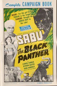 7d395 BLACK PANTHER pressbook '56 danger brought Sabu to sexy Carol Varga's side in the jungle!