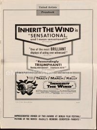 7d434 INHERIT THE WIND pressbook '60 Spencer Tracy, Fredric March, Gene Kelly, chimp with book!