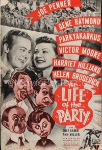 7d441 LIFE OF THE PARTY pressbook '37 wacky art of Joe Penner, Gene Raymond, Parkyakarkus!