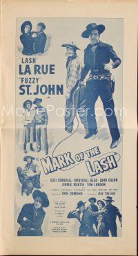 7d448 MARK OF THE LASH pressbook '48 cowboys Lash La Rue & Al Fuzzy St. John!