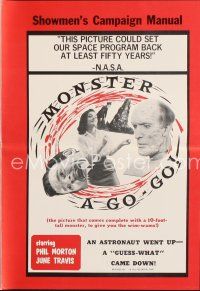 7d451 MONSTER A GO-GO pressbook '65 Herschell Gordon Lewis, complete with a 10-foot-tall monster!
