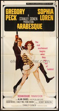 7e506 ARABESQUE 3sh '66 Gregory Peck, sexy Sophia Loren, ultra mod, ultra mad, ultra mystery!