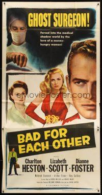7e510 BAD FOR EACH OTHER 3sh '53 Charlton Heston, super-sexy bad girl Lizabeth Scott!