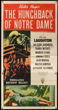 7e571 HUNCHBACK OF NOTRE DAME 3sh R52 Victor Hugo, best Charles Laughton & Maureen O'Hara!