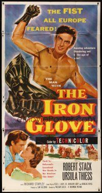 7e573 IRON GLOVE 3sh '54 art of barechested Robert Stack who had the fist all Europe feared!