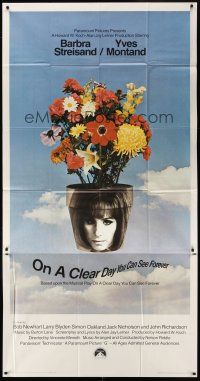 7e613 ON A CLEAR DAY YOU CAN SEE FOREVER 3sh '70 cool image of Barbra Streisand in flower pot!