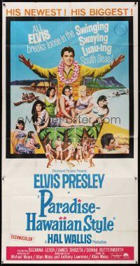 7e620 PARADISE - HAWAIIAN STYLE 3sh '66 Elvis Presley on the beach with sexy tropical babes!
