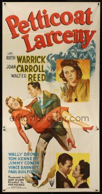 7e622 PETTICOAT LARCENY 3sh '43 Ruth Warrick, Joan Carroll, Walter Reed, crime comedy!
