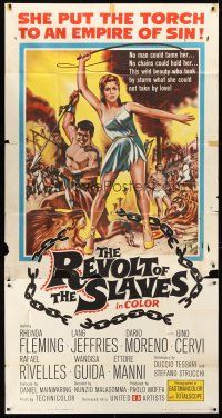 7e634 REVOLT OF THE SLAVES 3sh '61 sexy Rhonda Fleming put the torch to an empire of sin!