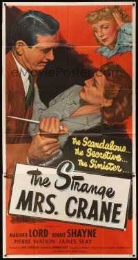7e671 STRANGE MRS CRANE 3sh '48 directed by Sam Newfield, art of Marjorie Lord & Robert Shayne!