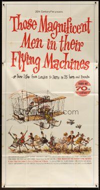 7e684 THOSE MAGNIFICENT MEN IN THEIR FLYING MACHINES 3sh '65 great wacky art of early airplane!