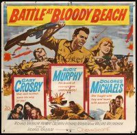 7e013 BATTLE AT BLOODY BEACH 6sh '61 Audie Murphy blazing and blasting the Pacific wide open!