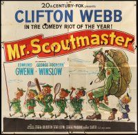 7e050 MR SCOUTMASTER 6sh '53 great artwork of Clifton Webb with Boy Scouts!