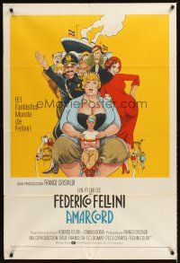 7e159 AMARCORD Argentinean '74 Federico Fellini classic comedy, art by Juliano Geleng!