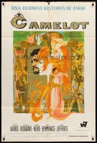 7e166 CAMELOT Argentinean '68 Richard Harris as King Arthur, Redgrave as Guenevere, Bob Peak art!