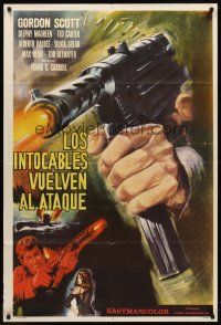 7e177 DANGER!! DEATH RAY Argentinean '67 Il raggio infernale, cool machine gun artwork!