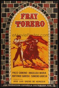 7e194 FRAY TORERO Argentinean '66 cool artwork of Spanish bullfighter in arena with bull!